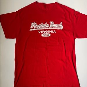 Mens Virginia Beach Red Cotton Tee Small